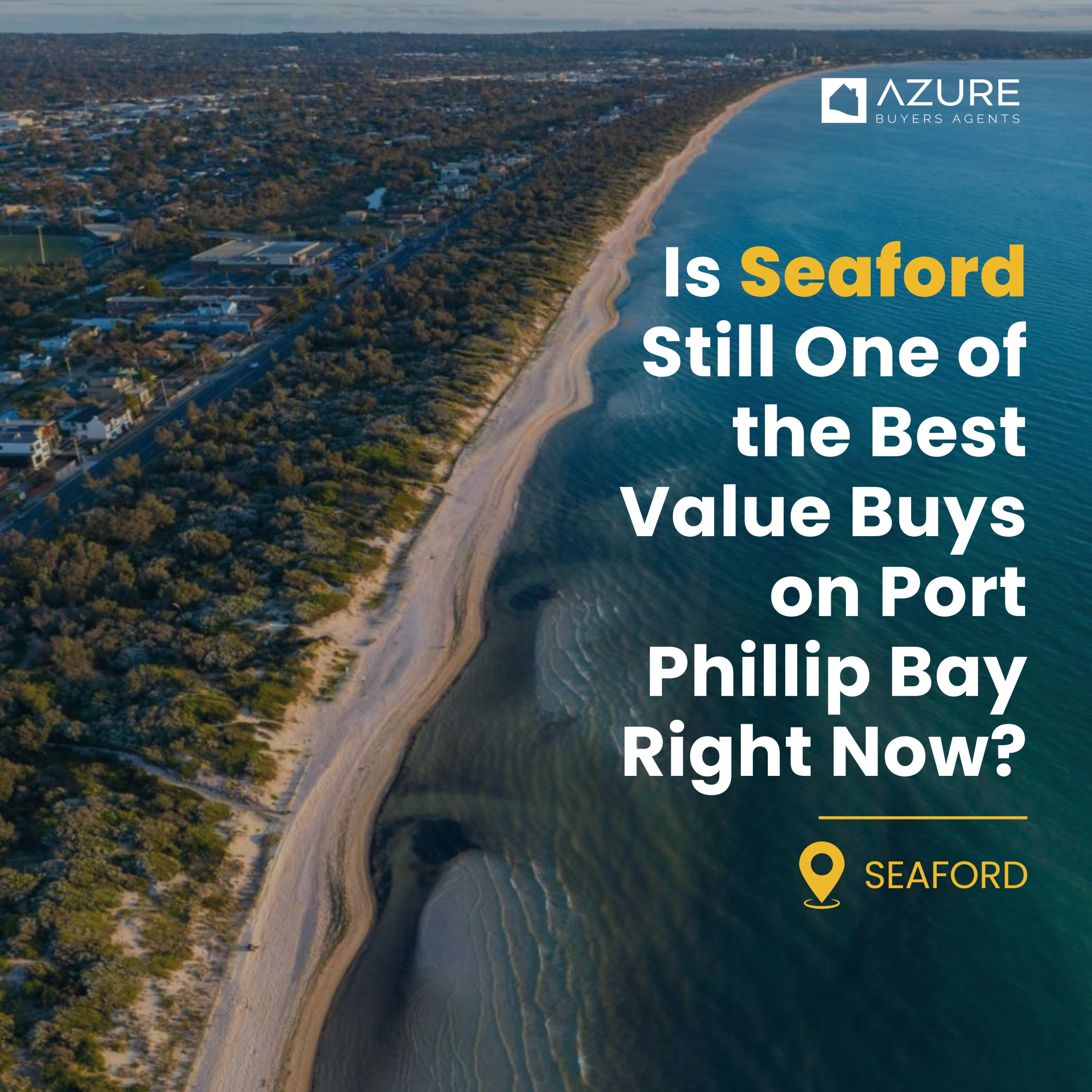 Seaford property market aerial view of Port Phillip Bay coastline